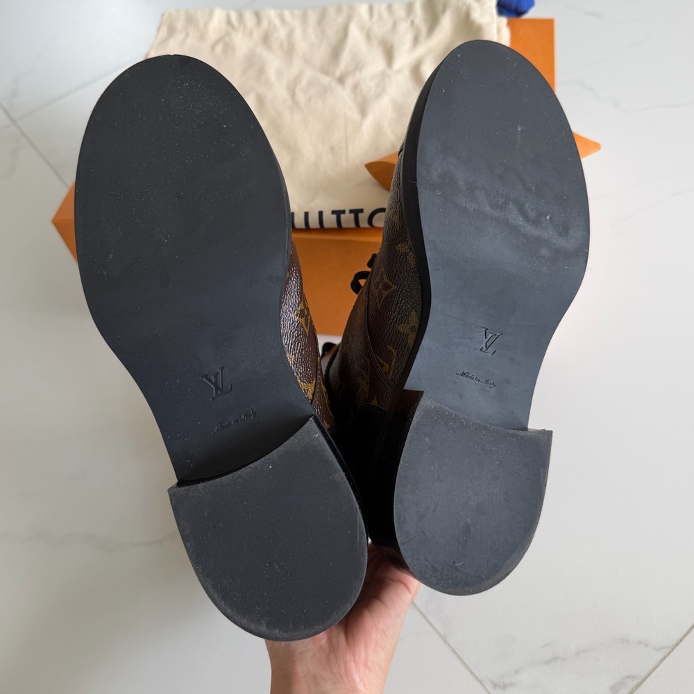 Louis Vuitton Monogram Black and Brown Combat Boots - Picture 5 of 10